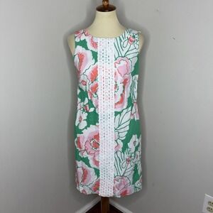 Lilly Pulitzer Green Floral Sleevless Shift‎ Dress Sz 4